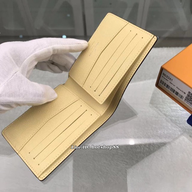 路易威登LV錢包 N63261蘭格 經典圖案浸潤霓虹色彩 Slender錢夾包 LV男士短夾 xxlv1908